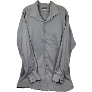 Van Heusen Flex Mens Size 18 Tall Fit Stretch Silver Gray Casual Dress Shirt